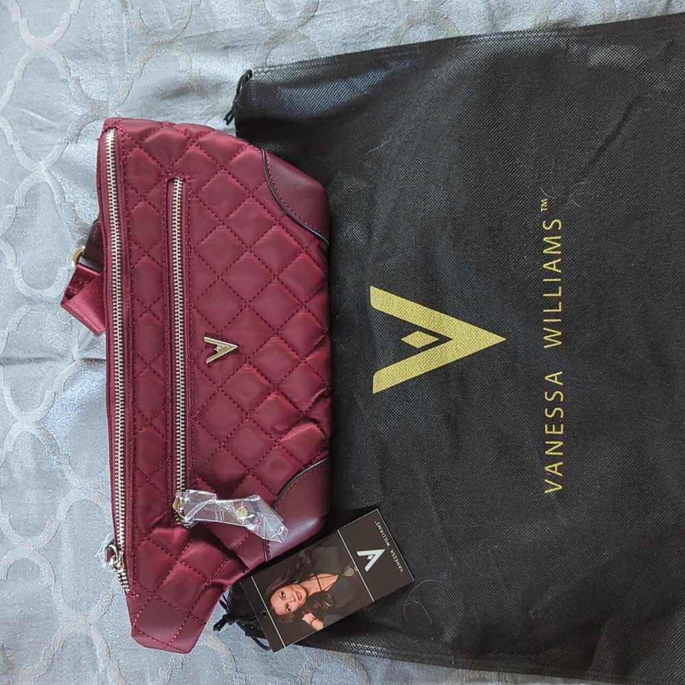 Vanessa Williams burgundy quilted fanny pack